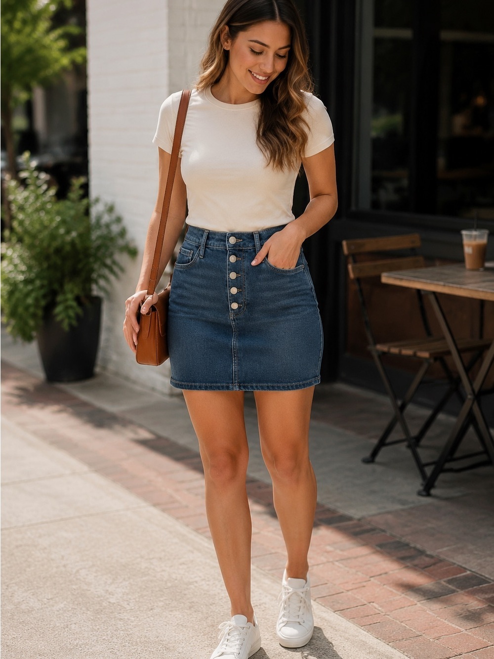 Banana Republic Petite Button-Front Denim Skirt - Light Blue